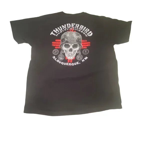Harley-DavidsonT-Shirt With USA Flag & Thunderbird Skull Graphics Albuquerque - Picture 5 of 6